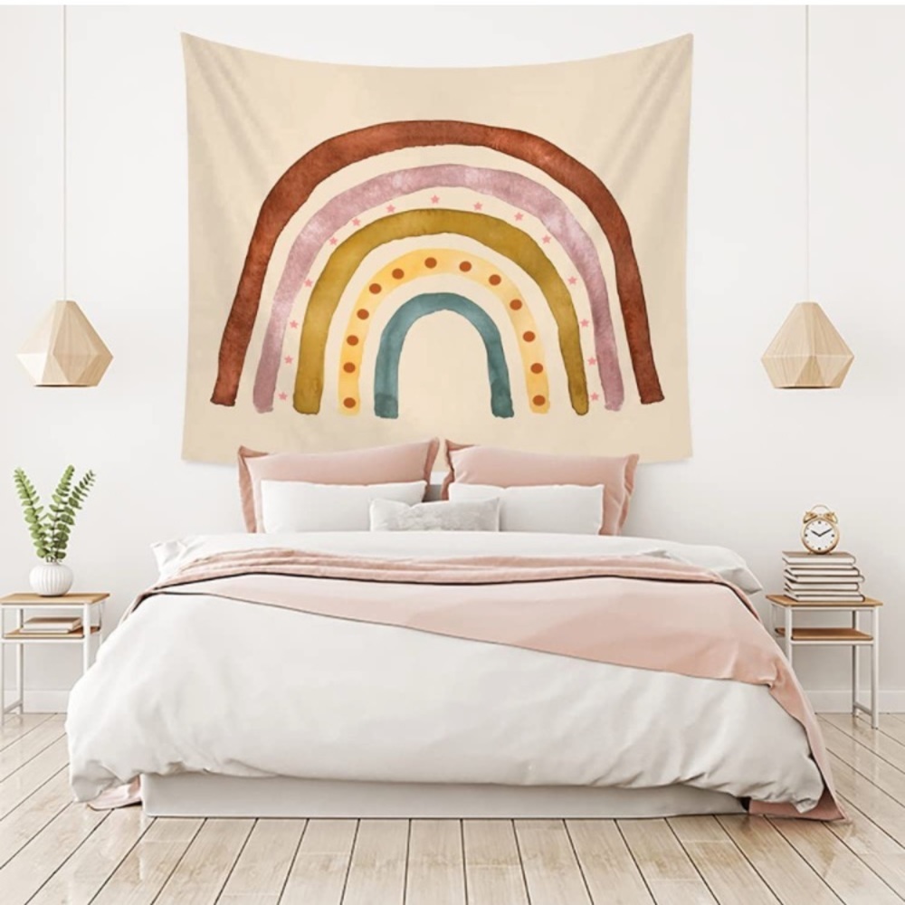Minimalist Rainbow Painted Bohemian Wall Decor/Art for Outdoor/Indoor/Bedroom - Picture 6 of 6